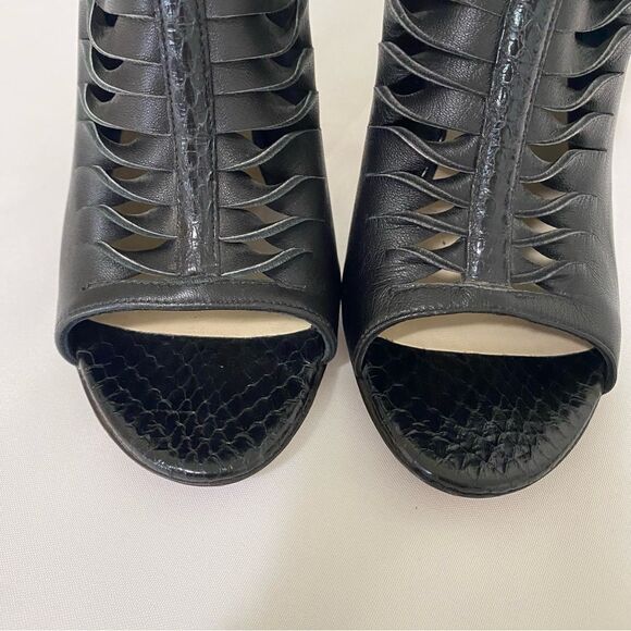 BURAKUYAN Black Peep Toe Ankle Booties - Picture 6 of 11